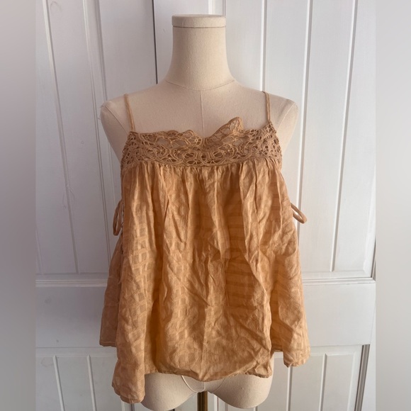 American Eagle Flowy Side Tie Tank Lace Crochet Detail BOHO Size Medium NWT - Picture 2 of 4